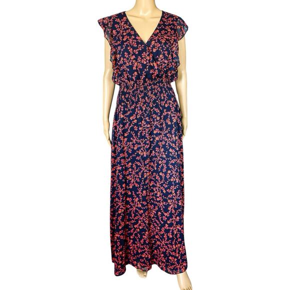 Chelsea28 Dresses & Skirts - Nordstrom Chelsea28 Navy Orange Floral Print Maxi Dress Size L NWT
